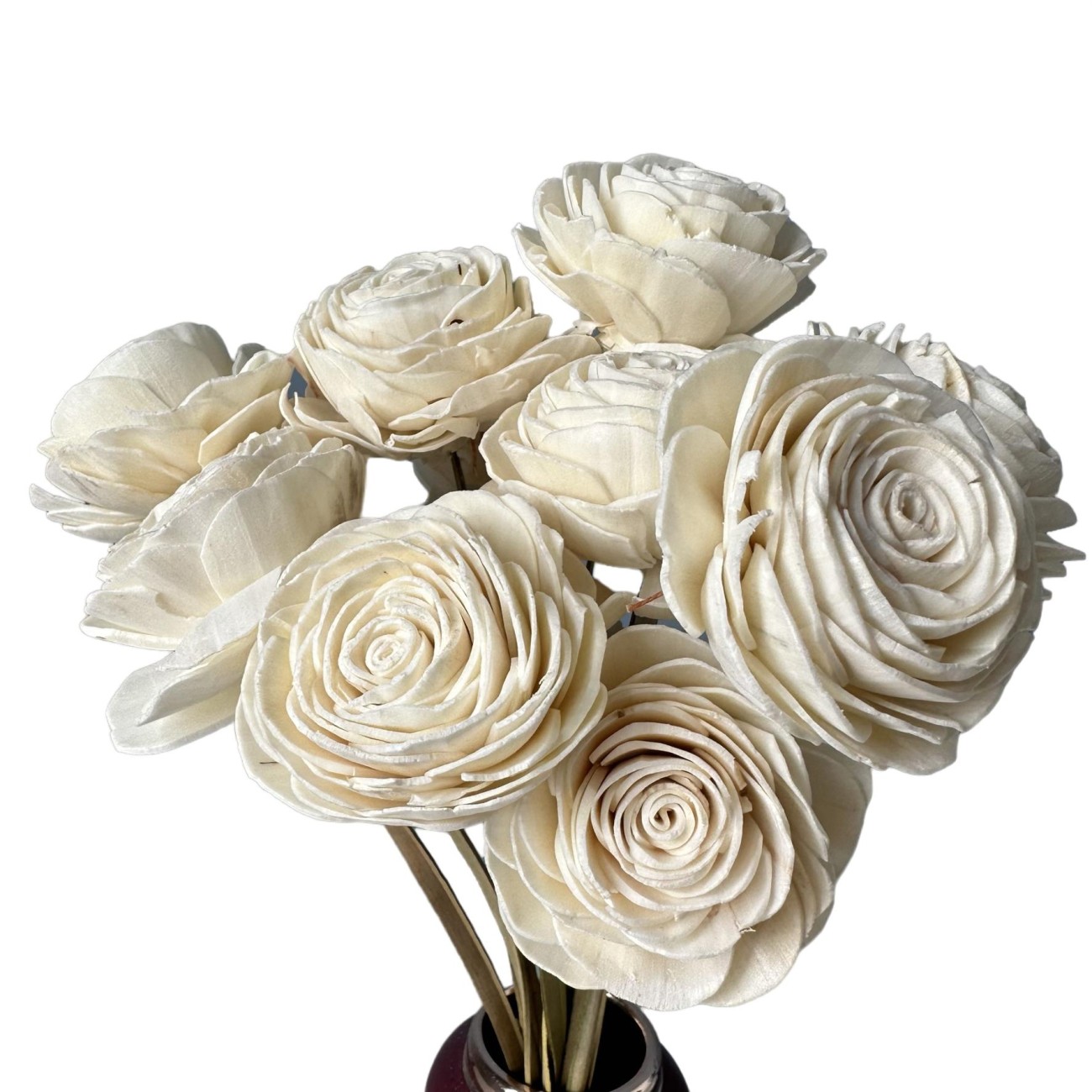 Shola-Blüte – weiße/cremefarbene Rose 6 cm am Stiel