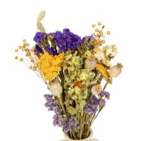 Strauß getrockneter Blumen Natural – Mohnkapsel, Lisianthus, Flachs