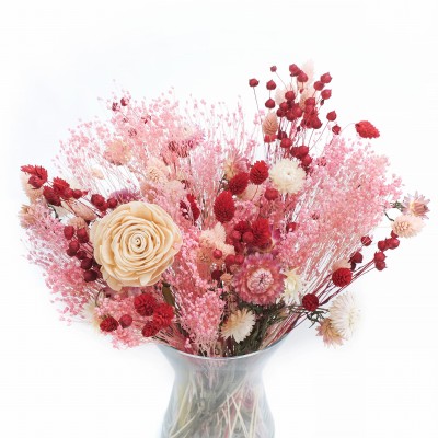 Strauß getrockneter Blumen Red – Flachs, Phalaris, Ginsterblüte