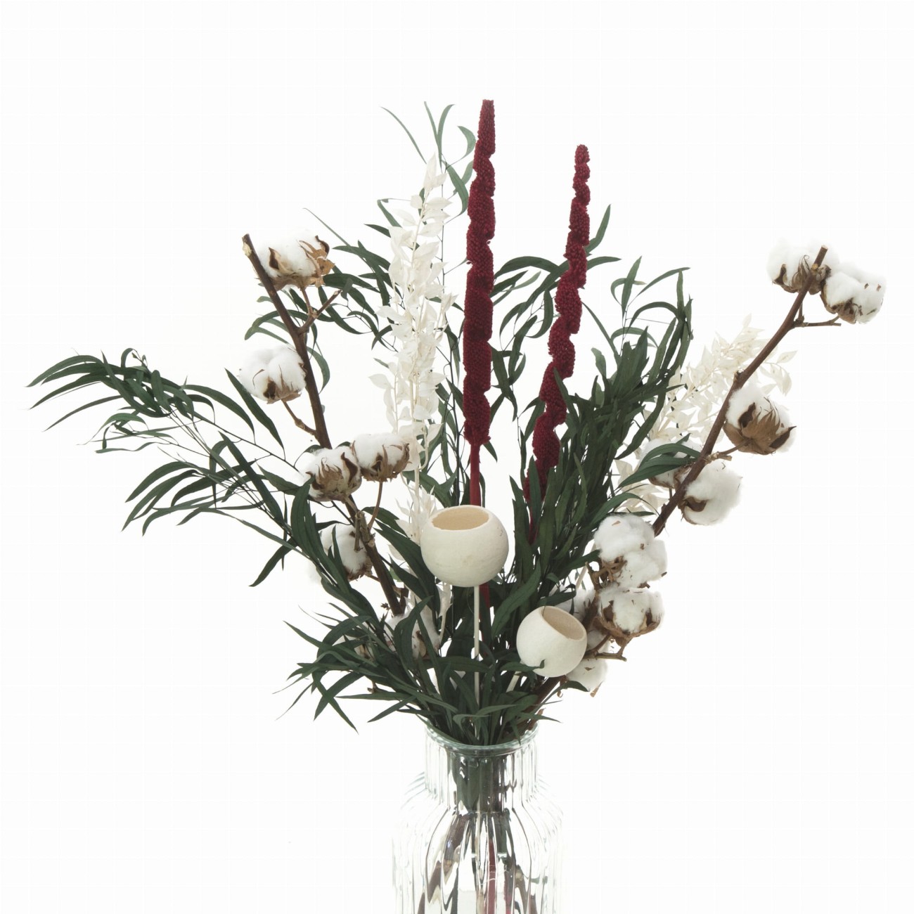 Dried flowers bouquet Winter Garden - cotton, babala, ruskus