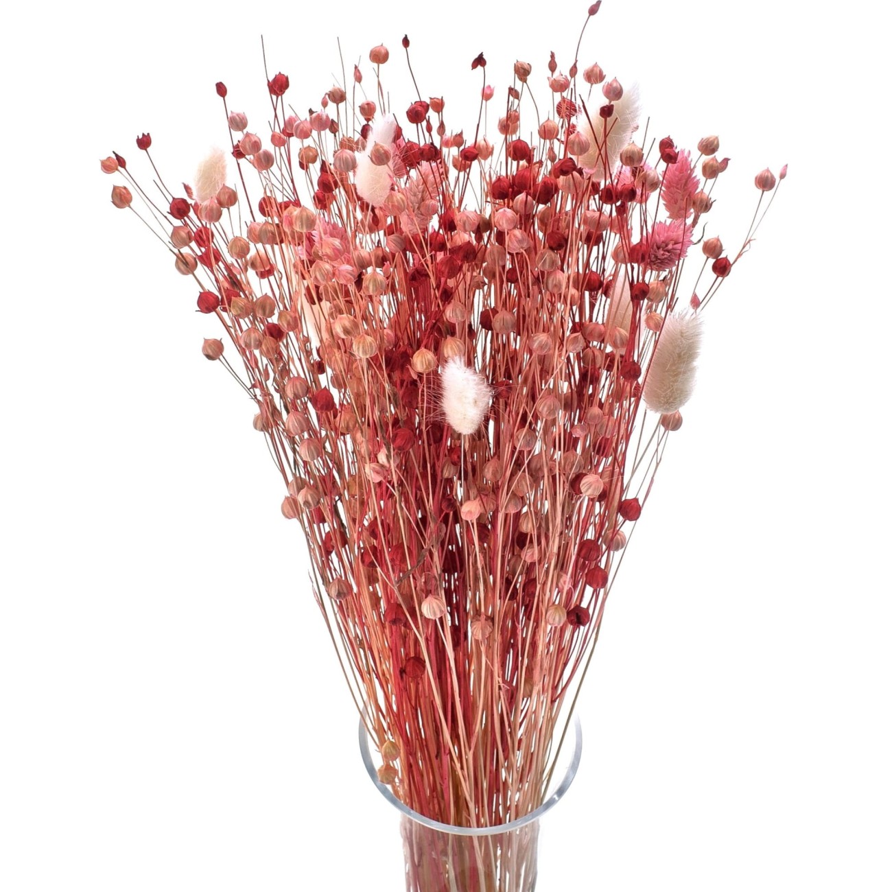 Dried flowers bouquet Red size S vase - flax, phalaris, lagurus