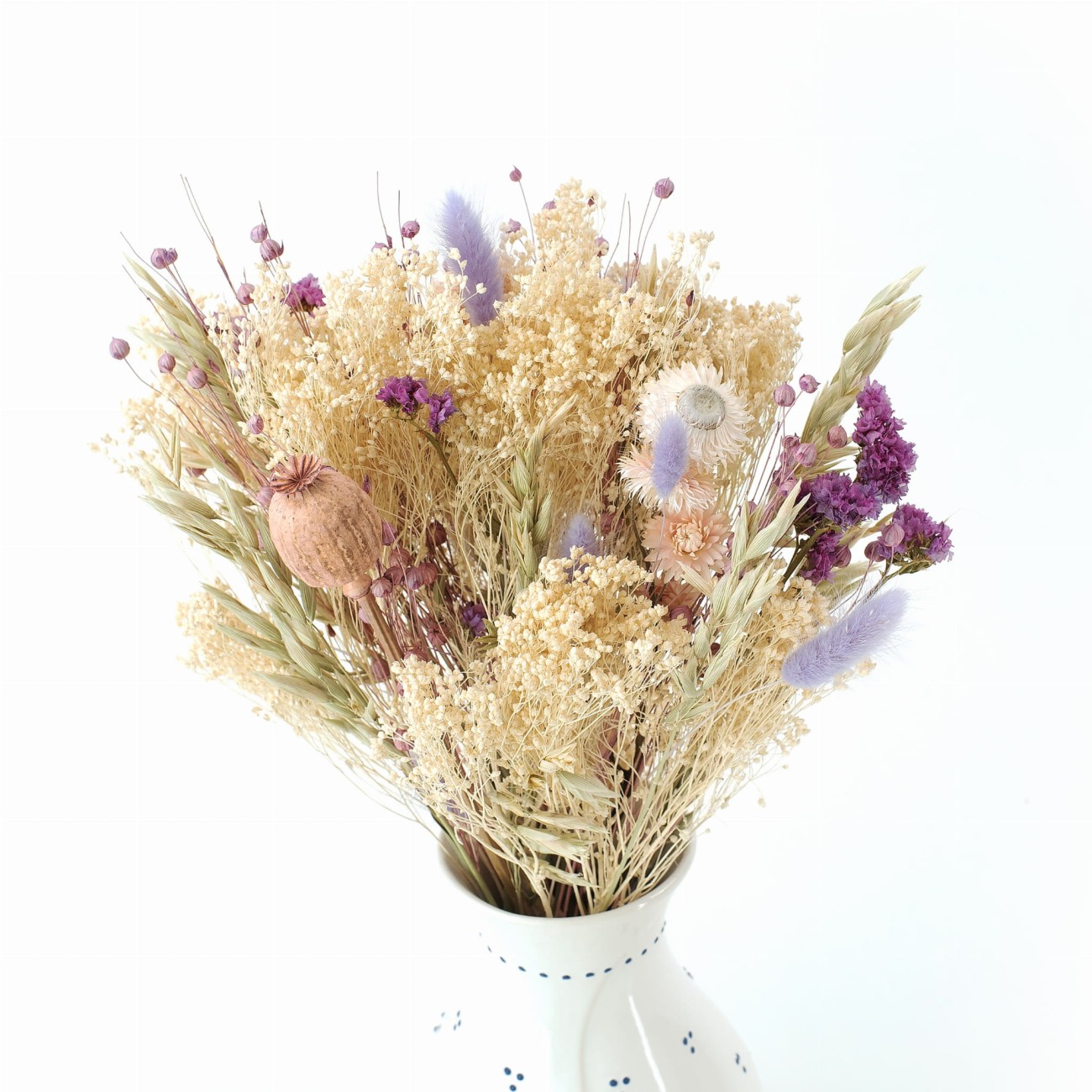 Dried flowers bouquet Lara - flax, poppy, broom bloom 