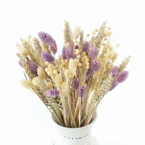 Bouquet aus getrockneten Blumen Natural&Violet – Weizen, Flachs, Phalaris