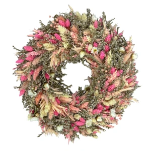 Kranz aus getrockneten Blumen 30 cm – rosa & weiß