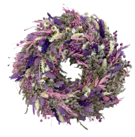 Kranz aus getrockneten Blumen 30 cm – violett & weiß