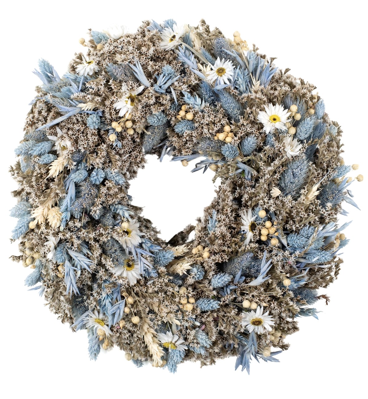 Kranz aus getrockneten Blumen 30 cm – blau