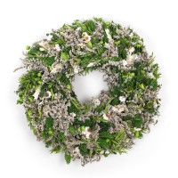 Weihnachtskranz aus getrockneten Blumen 30 cm – grün  & weiß