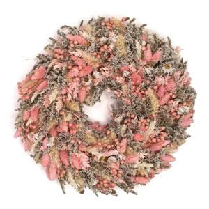 Kranz aus getrockneten Blumen 30 cm – hellrosa & weiß