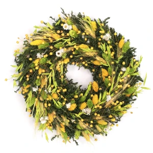 Kranz aus getrockneten Blumen 30 cm – grün & hellrosa (1)