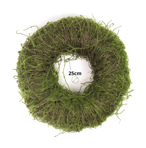 Wianek z faszyny 25 cm - zielony z dodatkiem mchu