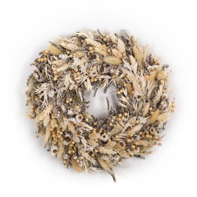 Kranz aus getrockneten Blumen 30 cm – weiß